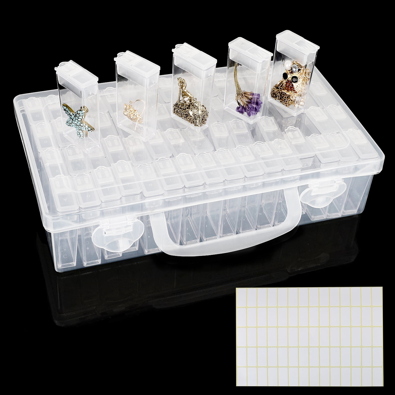 Transparent Storage Box, 64 Slots Plastic Beads Storage Container Box
