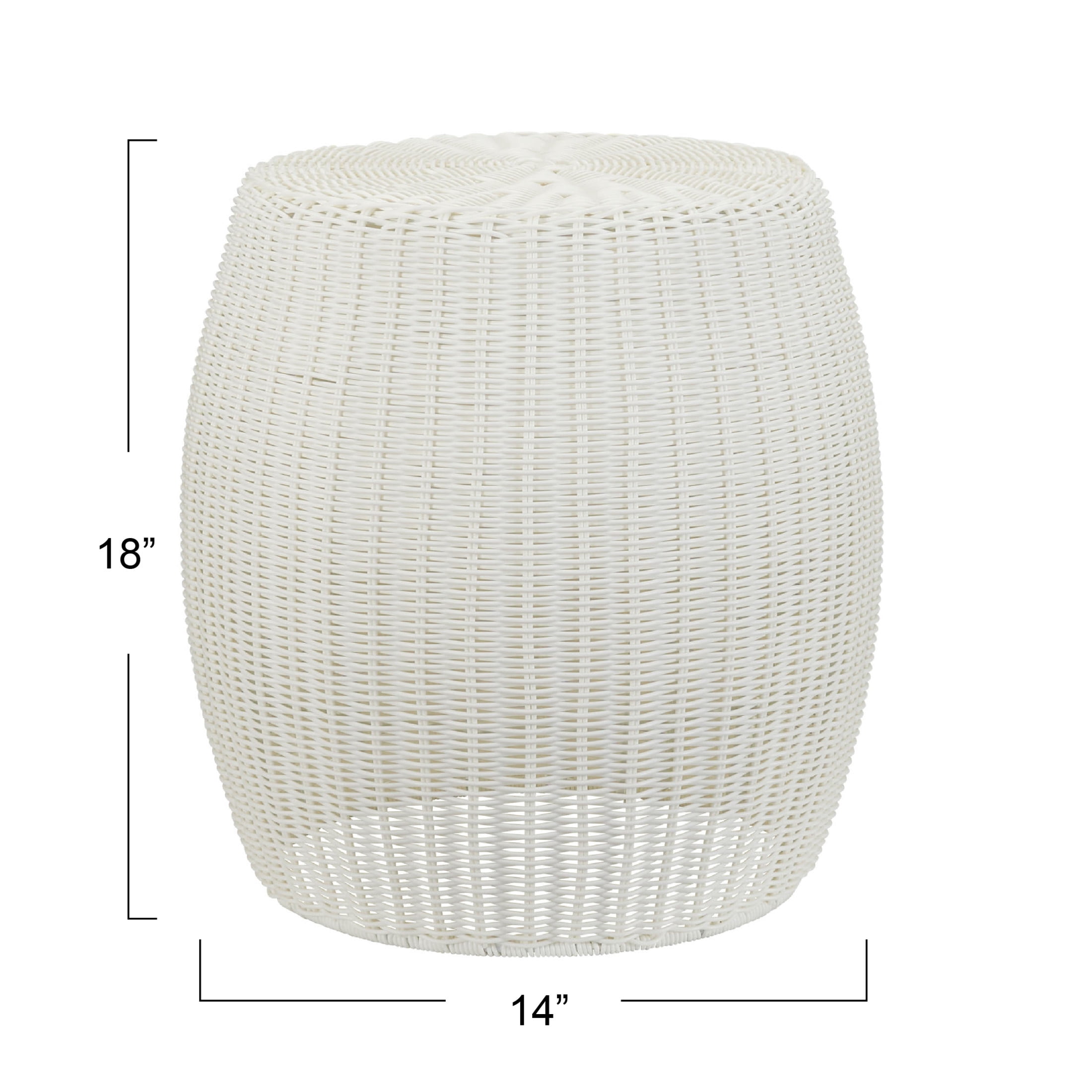 Household Essentials Handwoven Resin Barrel Side Table, White