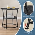 thumbnail image 5 of LEDREM Modern 2 Tier Round Accent Table, Reinforced Metal Frame Nightstand, Compact Circular Side Table with Storage, Space Saving, 66lb Capacity, Easy Assembly, Gray and Black, 5 of 5