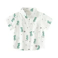 thumbnail image 2 of HAOTAGS Toddler Boys Shirts Short Sleeve Lapel Button Down Tops, Summer Graphic Print Shirts White 4 T, 2 of 6