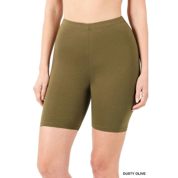 Zenana Womens & Plus Soft Cotton Stretch Mid Thigh Length Leggings Fitness Sport Biker Shorts
