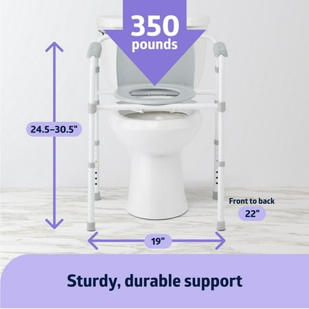Medline 3-in-1 Steel Folding Bedside Commode, Removable Bucket & Seat, 16-22" Height Adjustable