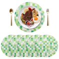 thumbnail image 5 of Ryvnso Green and White Geometric Lattice Round Plate Mats Dining Table Placemat Set of 4 for Holiday Decoration, 5 of 7