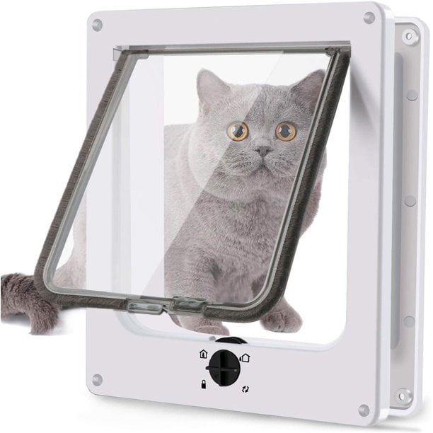 Square ABS Acrylic Controllable Switch Pet Door 4 Way Locking Waterproof Pets Screen Doors for Dogs Puppy Cats Kittens Waistline Under 29.53 inch HEEPDD Cat Dog Flap Door Thin Type XL Size Brown
