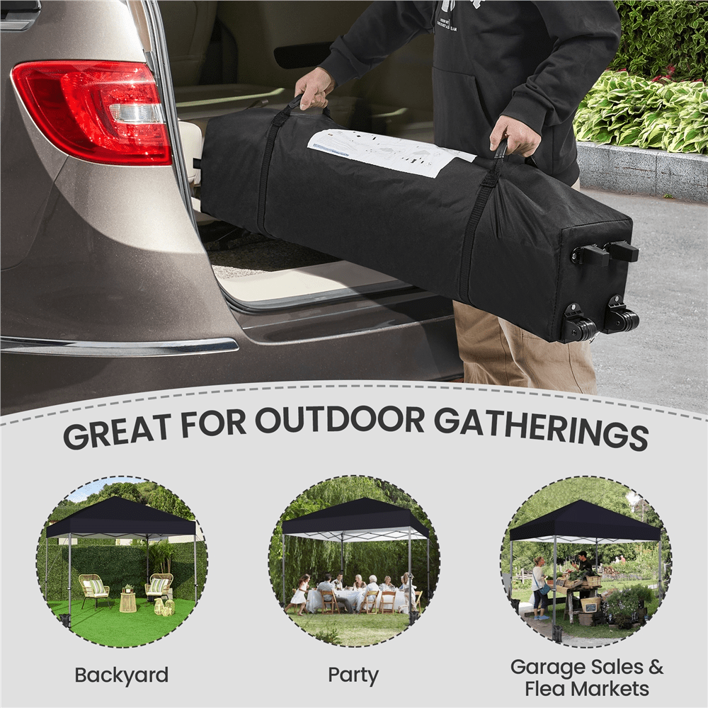 Renwick 8x8 Ft Instant Pop Up Canopy with One Push To Lock Setup Mechanism, Black