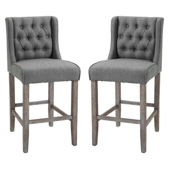 HomCom Bar Stool, Grey, Set of 2
