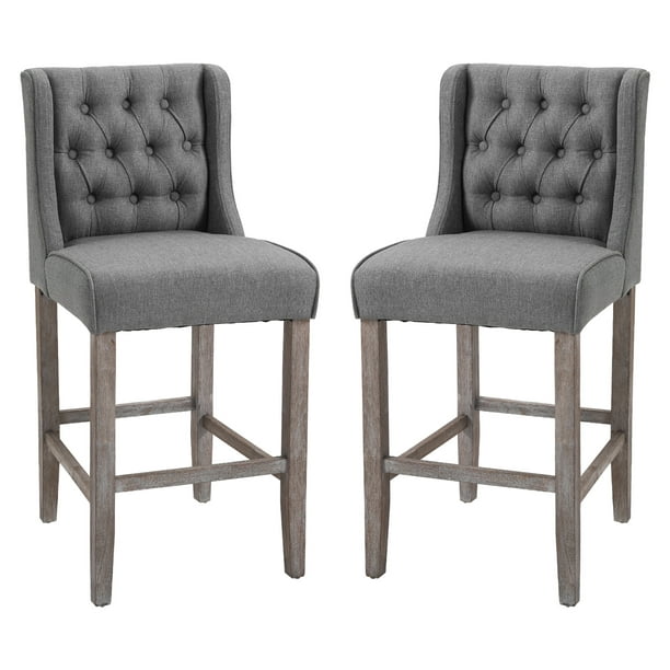 Homcom Bar Stool Grey Set Of 2, How Tall Should Bar Stools Be For Counter Height