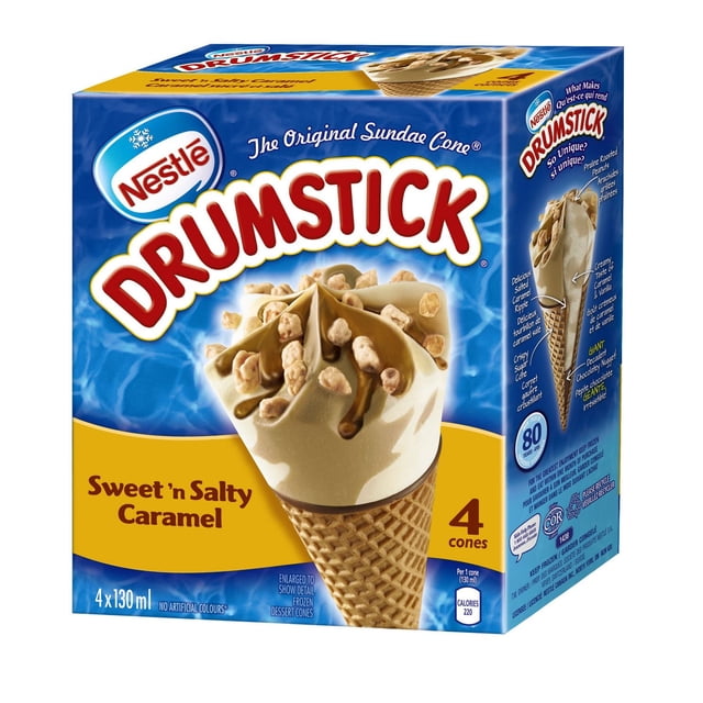DRUMSTICK Sweet And Salty Caramel Cones, 4 x 130 ml