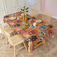 thumbnail image 3 of Orange Flower Skull Pattern Rectangle Tablecloth 60"x120",Waterproof Polyester Rectangle Table Cloth, Wipeable Spillproof Polyester Tablecloth for Dining, Camping, Indoor and Outdoor, 3 of 6