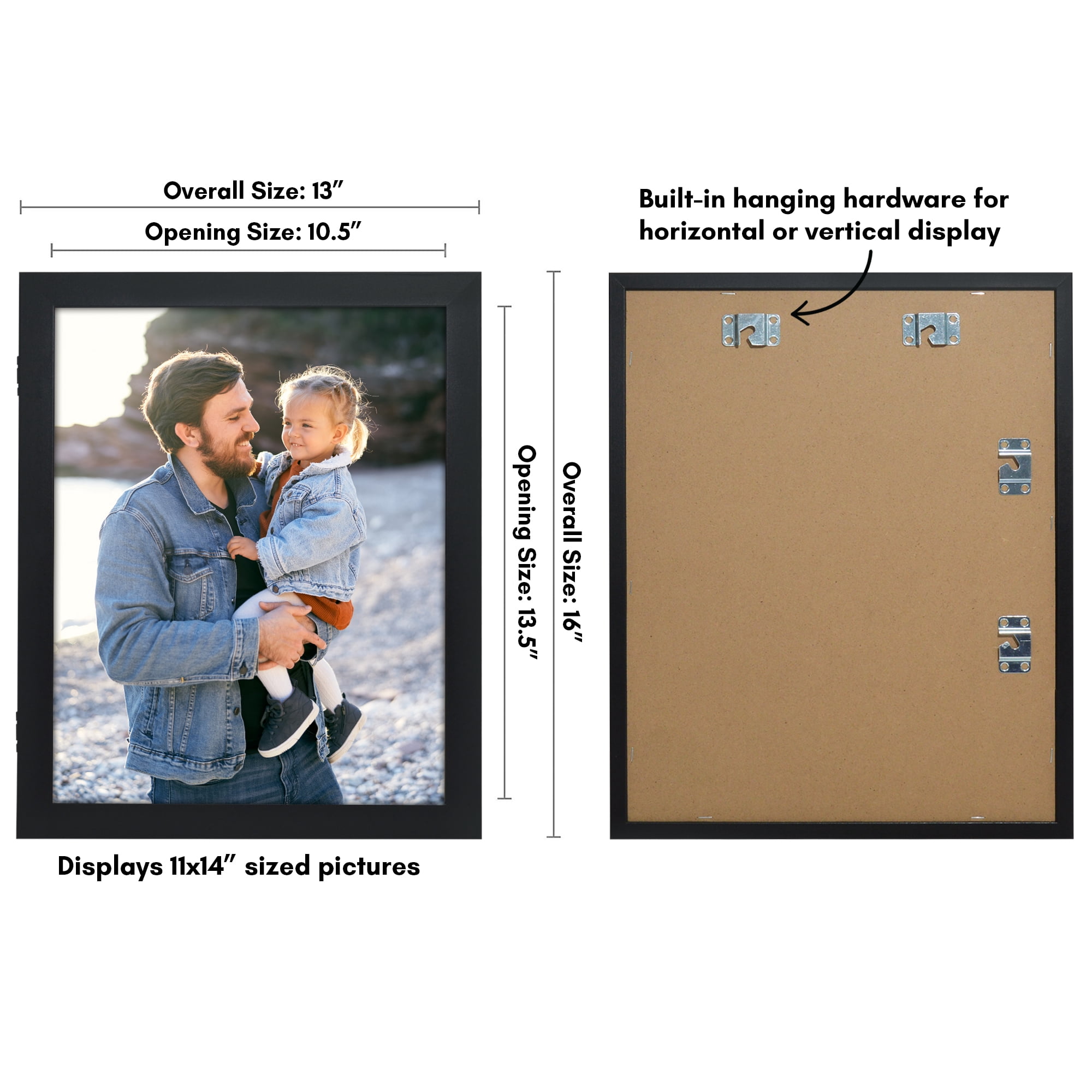 Americanflat 11x14 Picture Frame with Polished Plexiglass Storage Quick Change Frames Holds Photos - Black
