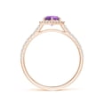 thumbnail image 2 of ANGARA Natural 0.45 Ct. Amethyst with Diamond Halo Ring in 14K Rose Gold for Women (Ring Size: 7), 2 of 10