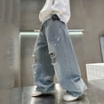 thumbnail image 5 of OSOLU Boys Jeans Straight Leg Casual Long Distressed Denim Pants Solid Color with Pocket Daily Wear Holiday Vibrant Trousers, 5 of 9