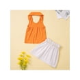 thumbnail image 3 of Franhais 2 Pcs Infant Casual Skirt Set, Girls Ribbed Solid Color Lapel Halter Tops +Skirt with Belt, 3 of 9