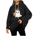 thumbnail image 6 of Xdegoge Halloween Hoodies for Women Cute Ghost with Pumpkin Drink Graphic Sweatshirts Pullover Long Sleeve Hooded Drawstring Sweat Shirts with Kangaroo Pocket Vintage Holiday Party Clothes, 6 of 6