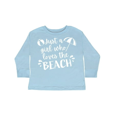 

Inktastic Just A Girl Who Loves The Beach Gift Toddler Boy or Toddler Girl Long Sleeve T-Shirt