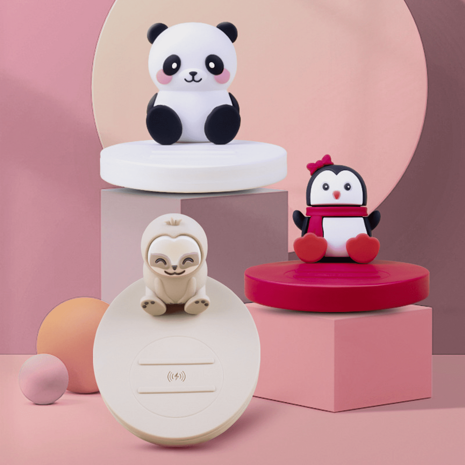 Fast 15W Wireless Charger Cute Animal Phone Stand - Soft Rubber Mobile Holder for iPhone 15/14/13/12, Samsung S23/S22, AirPods - Chrismas Gift