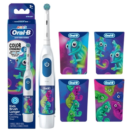 Oral‑B Battery Powered Kids Toothbrush with Color‑Changing Compact Bristles, Ages 3+