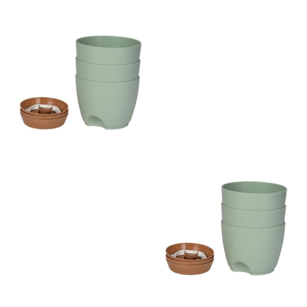 Wosthever 3 Piezas PP Macetas Duraderas Y Elegantes Flores Hierbas Y Verduras Jardines Macetas De Riego De Belleza Multi Fácil De Mantener Verde Verde +marrón 6.5 pulgadas 3 2Conjunto