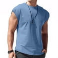 thumbnail image 4 of Men's Vest Casual Sleeveless Beach Retro Summer Solid Color Round Neck Sleeveless VestM, 4 of 4