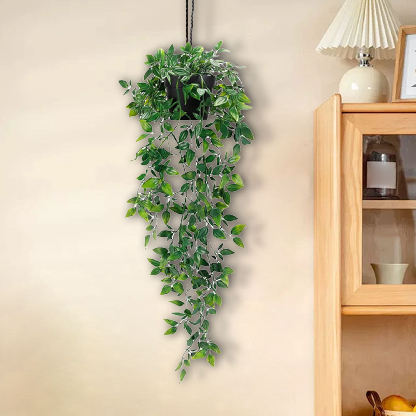Artificial Flowers Plants Hanging Artificial Potted Plants Indoor and Outdoor for Home Bathroom Wall Shelf Decor, Green Plant *1