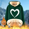 thumbnail image 2 of Yeaiivve Winter Hoodies for Women Winter Warm Fleece Sherpa Lined Hooded Sweatshirt Long Sleeve Thicken Thermal Pullover Tops Green M, 2 of 6