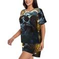 thumbnail image 2 of Kdxio Flower Field Skull Print Pajamas Sets for Women Short-Sleeved Pjs with Lounge Shorts Two Piece Sleepwear S-4XL, 2 of 5