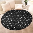 thumbnail image 4 of Black White Halloween Bat Moon Spider Pattern Round Blanket,Comfortable Soft Flannel Throw Blanket,All Season,Warm Lightweight Blankets for Sofa Bed Couch Living Room Chair 47"x47", 4 of 5