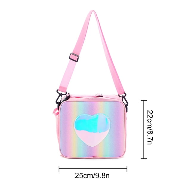Insulated Bento Lunch Bag with One-Shoulder Strap for School and Picnic Use 25 cm x 22 cm Thermal Ice Bag