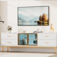 thumbnail image 2 of Yeshouse Modern 65 Inch TV Console Table with LED Lighting, Marble-Like Top, and Wave-Patterned Drawers: Storage Solution for Living Rooms and Bedrooms, 2 of 9