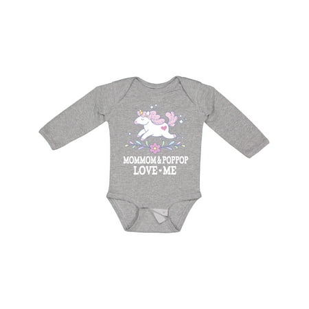 

Inktastic MomMom and PopPop Love Me Unicorn Gift Baby Girl Long Sleeve Bodysuit