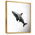 thumbnail image 2 of Designart "The Monochrome Ballet Of Grey Sharks II" Shark Floater Framed Wall Art Prints, 2 of 5