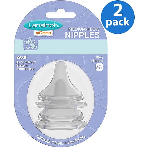 Anti-Colic 2 Count 100/% Silicone BPS and... Lansinoh Momma Nipples Slow-Flow
