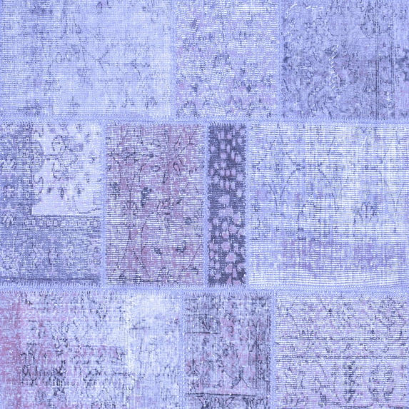 Ahgly Company Indoor Square Patchwork Blue Transitional Area Rugs, 6' Square