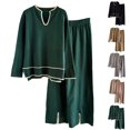 thumbnail image 1 of Sentmoon Ensembles pour Femmes 2 Pcs Tenues Hauts pour Femmes et Pantalons Fluides Grande Taille Chandails en Molleton Graphiques à Manches Longues pour Femmes Col Rond Ample Vêtements de Détente Tricotés pour Femmes Automne et Hiver, 1 of 4