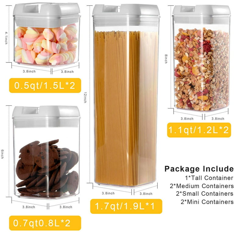 Food Storage Container Kitchen 6pc Air Tight Size 1.2L/0.8L/0.5L Square  Jars