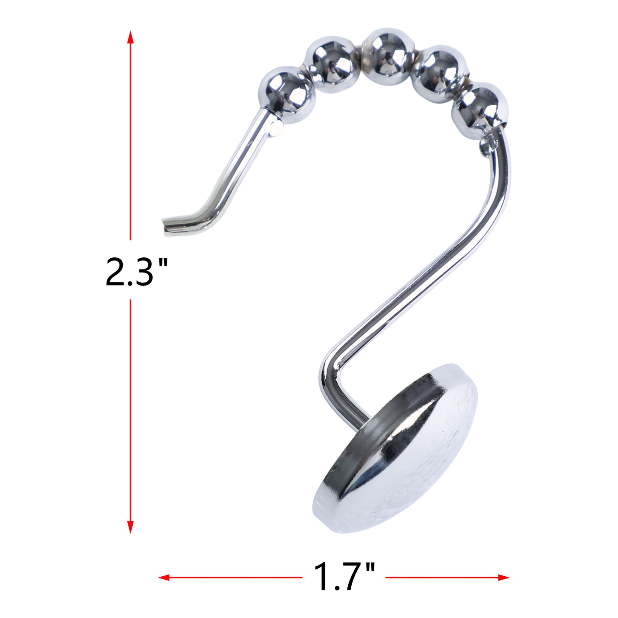 Utopia Alley Shower Hooks - Shower Curtain Rings for Bathroom - Rust Resistant Roller Shower Curtain Hooks for Shower Curtain or Liner - Set of 12, Polished Chrome