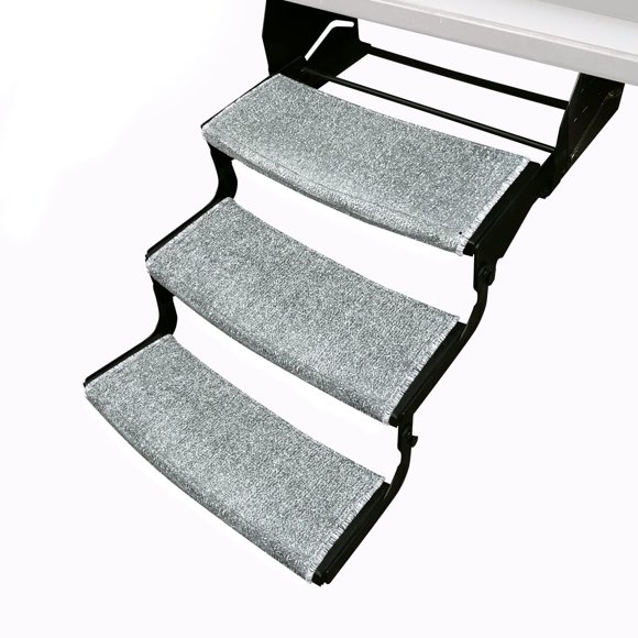 Prest-O-Fit Paquete De 3 Alfombras Para Escalones Para Vehículos Recreativos Con Radio Envolvente 2-4050, Gris Piedra, 22 Pulgadas De Ancho