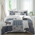 thumbnail image 2 of Vintage Plaid Bedding 3 Piece Duvet Cover Set Queen Size, Farmhouse Bear Deer Trees Forest Checked Soft Microfiber Comforter Cover with Zipper Closure & Pillowcases, FadeResistant Quilt Cover, 2 of 9