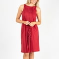 thumbnail image 2 of Howard's S/M Red Sleeveless Brushed Jersey Pleated Knee Length Dress with Tie Waistband for Women, 2 of 4