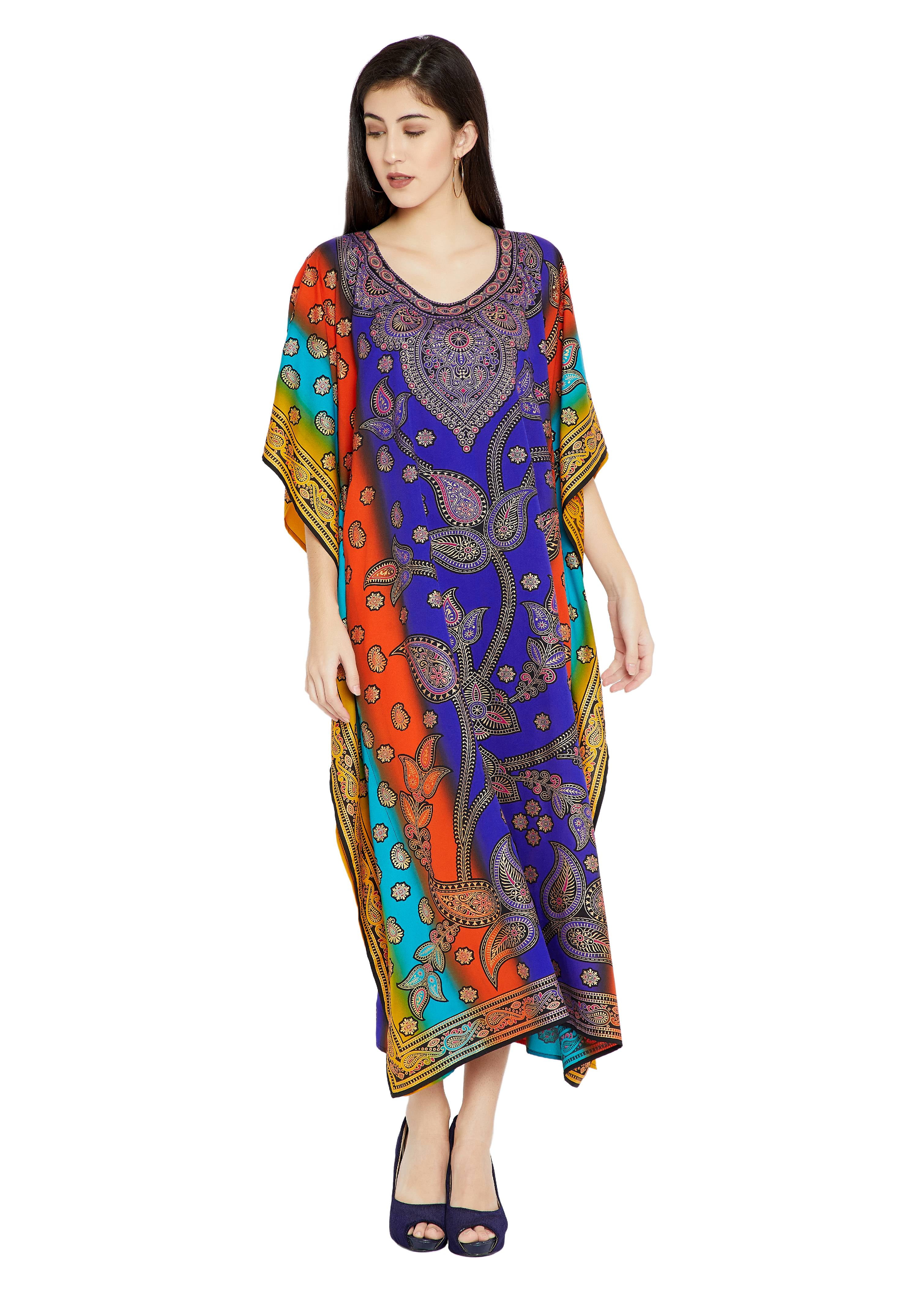 Oussum - Multicolor Kaftan Dresses for Women Paisley Printed Plus Size ...