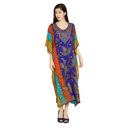 Oussum - Multicolor Kaftan Dresses for Women Paisley Printed Plus Size ...