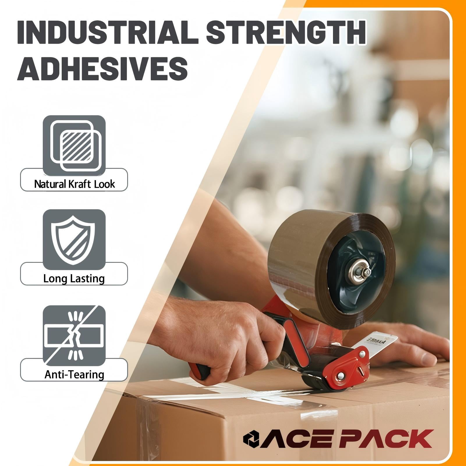 Ace Pack 3" Wide x 110 Yards Per Roll, 2.0 Mil Thick Heavy Duty Brown Packing Tape Sealing Tape Shipping Tape 12 Rolls
