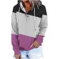thumbnail image 2 of Jinhomg Womens Quarter Button Up Sweatshirt Fashion Long Sleeve Color Block Hoodies Fall Lightweight Comfort Pullover Top with Pocket Purple M, 2 of 6