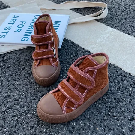 

GEDER-S1 Girls Soft-soled Anti-slip High-top Corduroy Sneakers Shoes