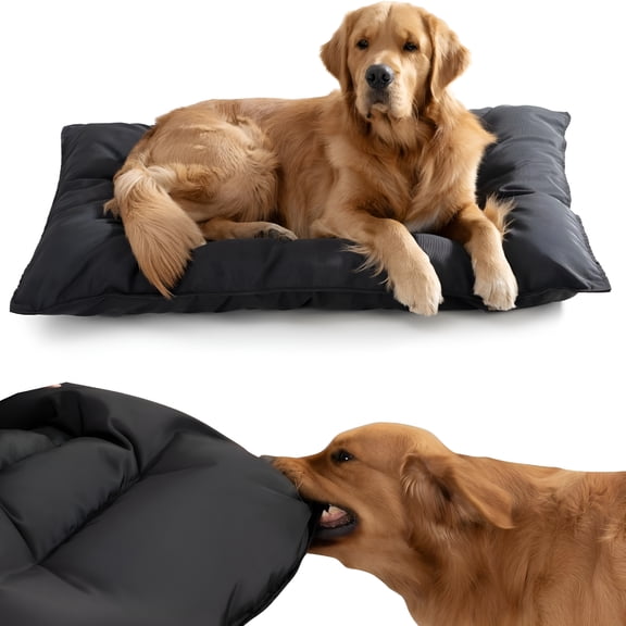 XIBUFE Chew Proof Dog Bed for Aggressive Chewers, Waterproof and Machine Washable Kennel Pad, Durable Indoor Outdoor Crate Mat for Medium Dogs (22x35 Inches)