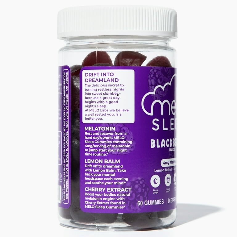 MELO Sleep Gummies, Blackberry Flavor, 2 mg Melatonin, Low Sugar