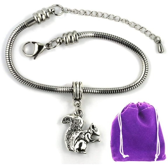 Dave The Bunny Squirrel Bracelet | Stainless Steel Snake Chain Bracelet