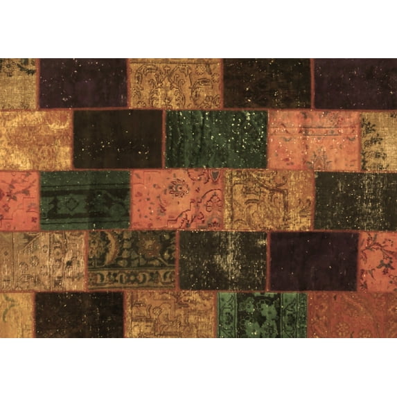 Ahgly Company Indoor Rectangle Patchwork Brown Transitional Area Rugs, 3' x 5'