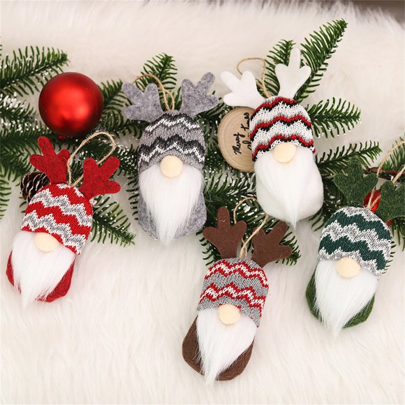 TIMIFIS Christmas Decorations Gnomes 5Pcs Christmas Tree Ornaments Merry Christmas Decoration Rudolph Dwarf Faceless Doll Gnome Ornaments