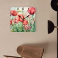 thumbnail image 4 of 10 Inch Wall Clock Battery Operated Silent Clock Decorative for Office, Kitchen, Outdoor, Living Room，Vintage Red Tulip Flower Pattern, 4 of 4